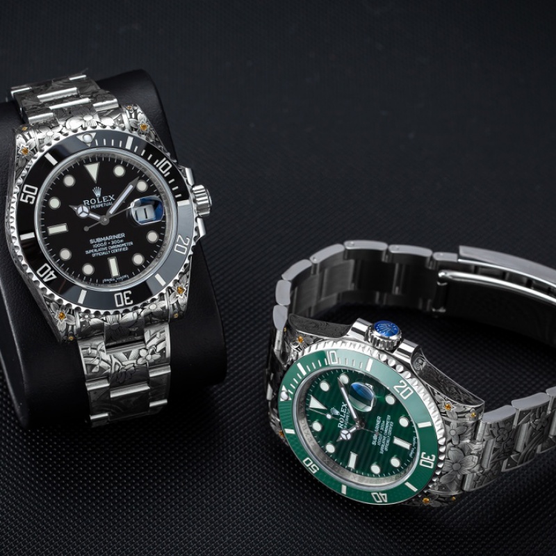 ROLEX劳力士水鬼搭配 纯手工雕花 Rolex Water Ghost Collocation, pure hand-carved flowers